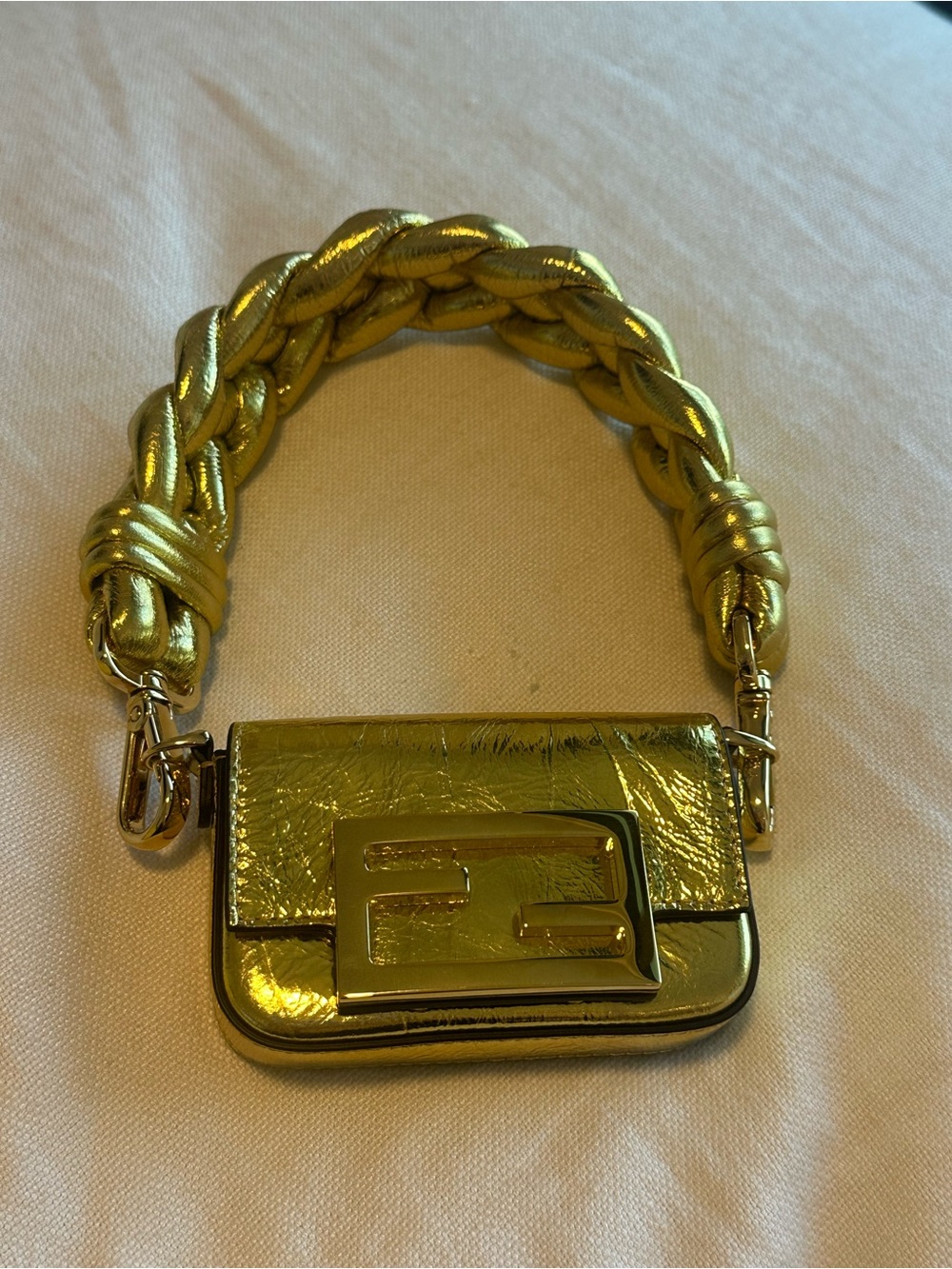 Fendi Nano Baguette NWT Gold